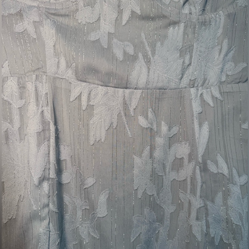 Lulu's Light Gray blue Tie-Shoulder Sweetheart Midi Dress - Picture 8 of 9